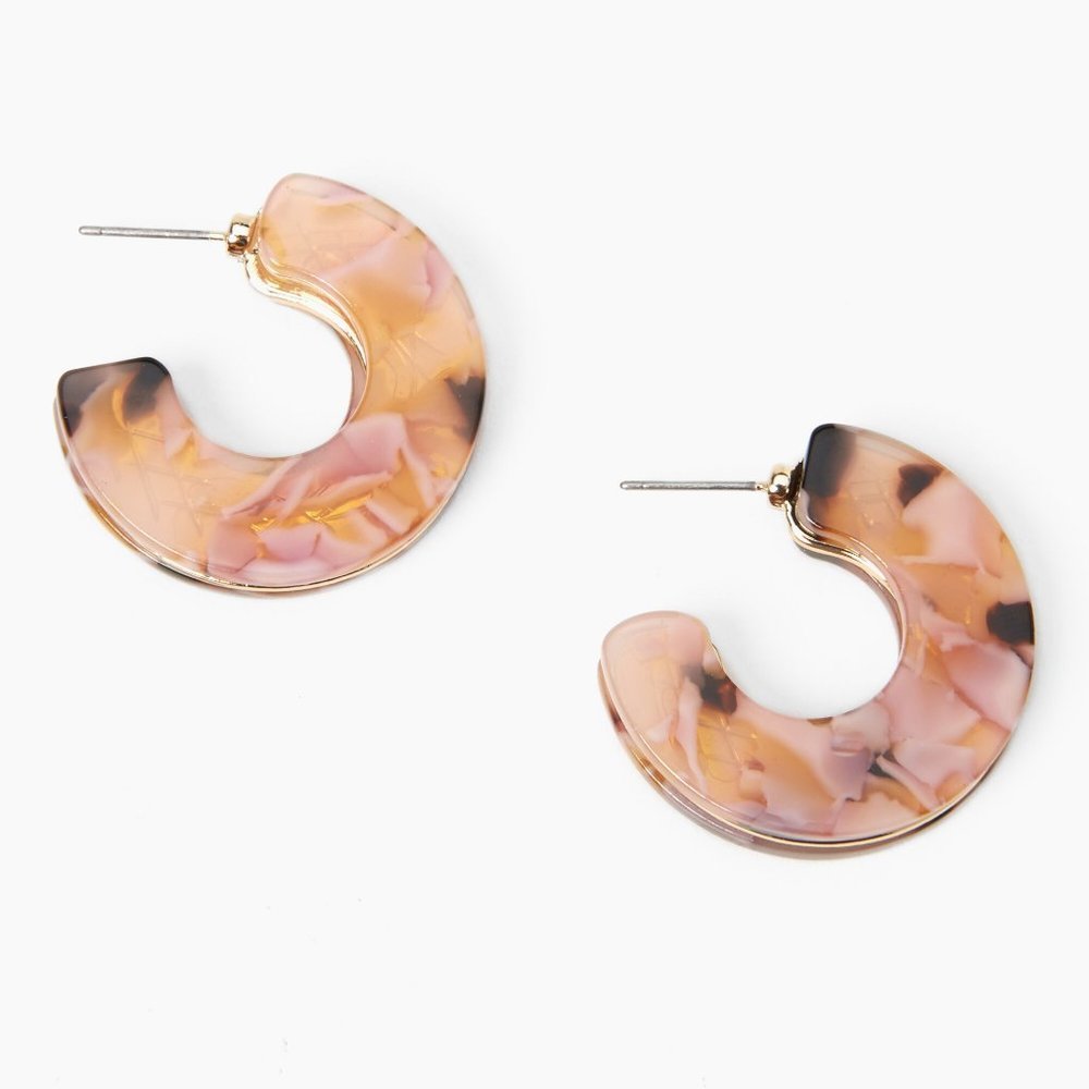 NEW Pink 25MM tortoiseshell hoop earrings - Picture 1 of 2